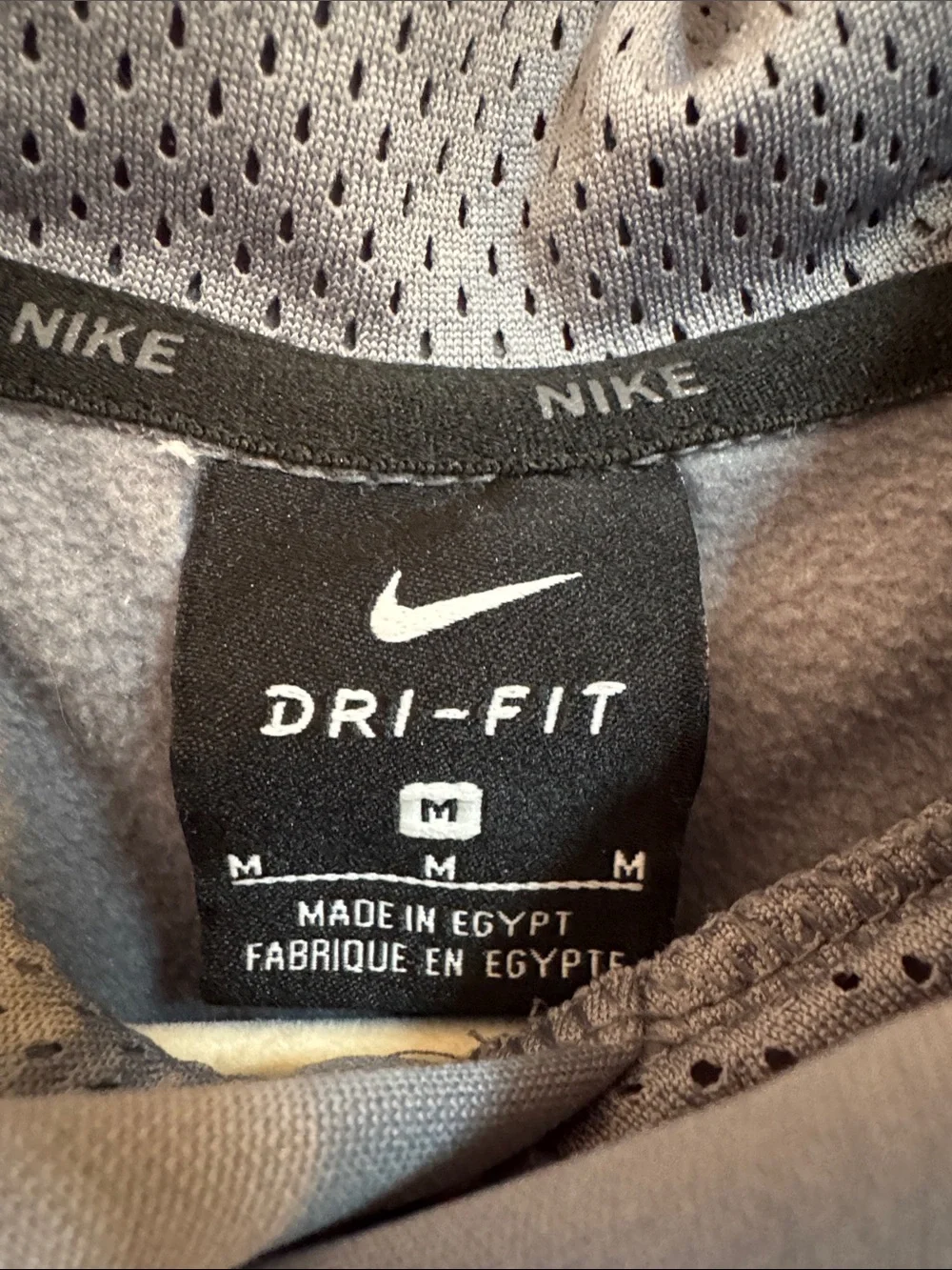 Nike Light Gray Hoodie with Black Patterned Swoosh